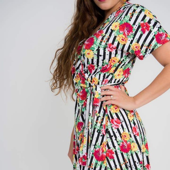Dresses & Skirts - Wrap Dress Stripes and Blooms
